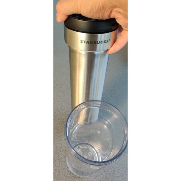 2011 Starbucks Stainless Silver 16oz Travel Tumbler Mug Thermos Coffee Beverage - Picture 3 of 12